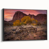 Black and white framed canvas of Capitol Reef, Utah, in a vintage poster style, suitable for bedroom wall decor.