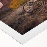 Art deco poster of Capitol Reef with muted earth tones on rolled canvas, suitable for dining room walls.