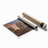 Extra large rolled print of Salt Lake City with muted earth tones, ideal for classy bathroom wall art.