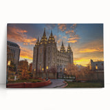 Black and white large art canvas of Salt Lake City skyline, ideal for kitchen wall art or bedroom decor.