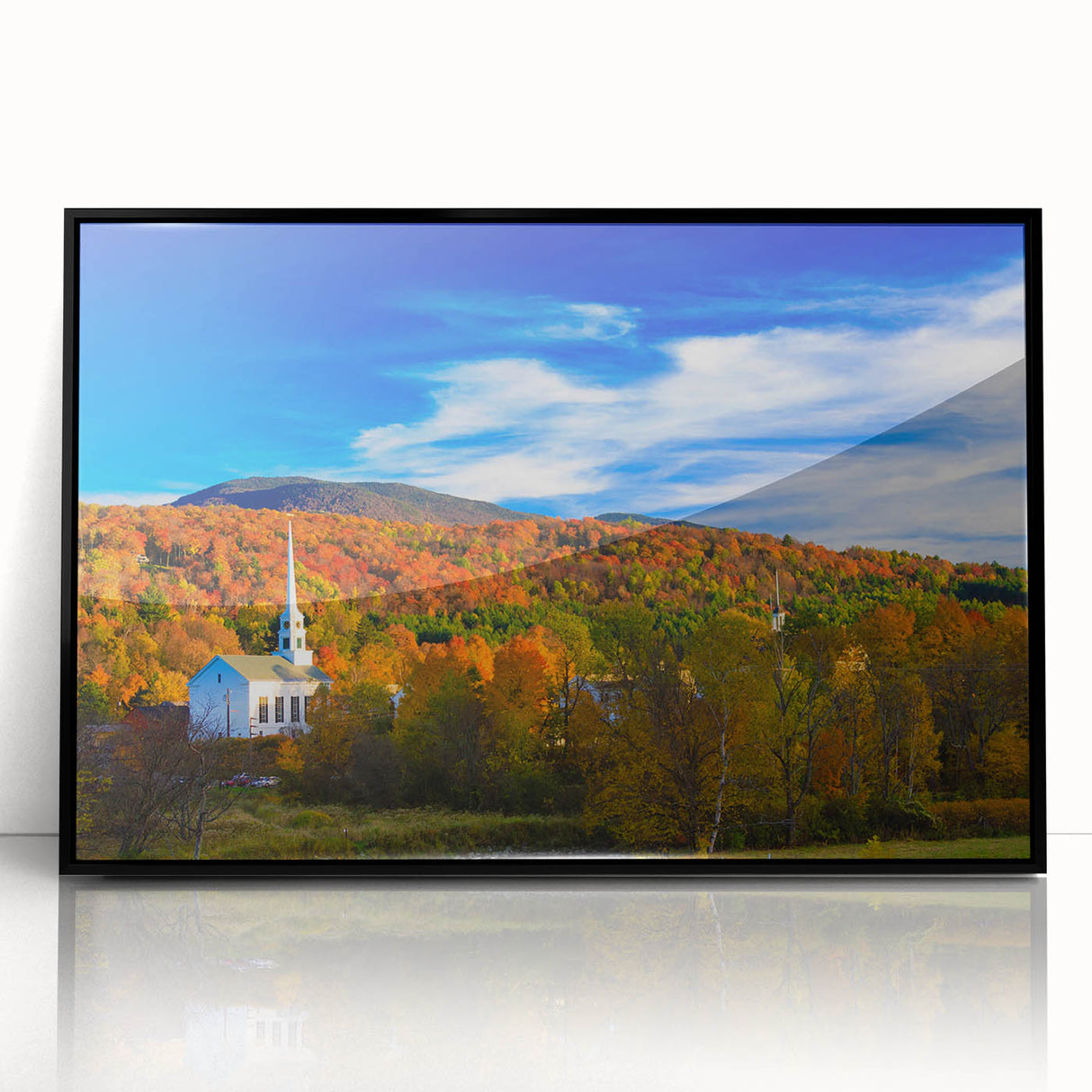 Large abstract wall art depicting a Vermont landscape in muted earth tones on a framed acrylic.