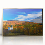 Large art print of a Vermont landscape in muted earth tones on a framed acrylic, ideal for modern art wall decor.