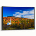 Black and white landscape art painting of a Vermont scenery on a framed canvas, suitable for bedroom wall decor.