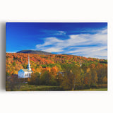 Black and white photograph of Vermont scenery on stretched canvas, suitable as large kitchen wall art.