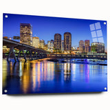 Acrylic print of a Virginia landscape in muted green and blue tones, suitable for bedroom or dining room decor.