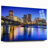 Large abstract depiction of Virginia scenery in muted earth tones on acrylic glass, suitable for bedroom or dining room art.