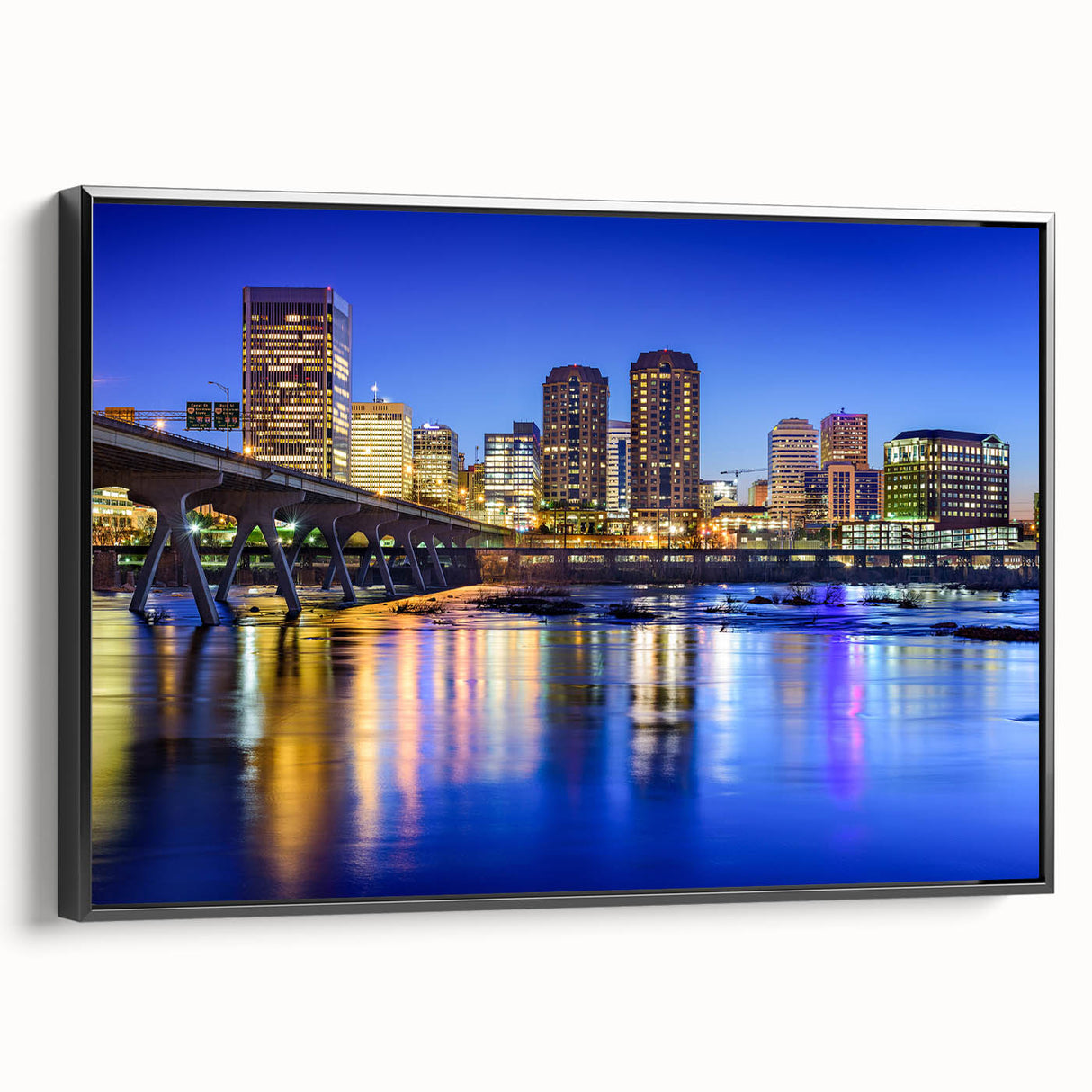 Black and white framed canvas of a Virginia landscape, ideal for bedroom wall art.