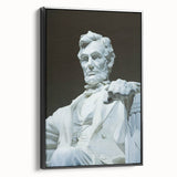Black and white framed canvas of the Lincoln Memorial, ideal for bedroom wall art in vintage poster style.