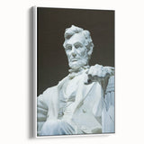 Framed canvas vintage poster art of the Lincoln Memorial in muted earth tones, ideal for living room decor.