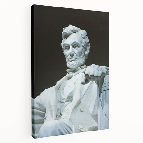 Large art print of the Lincoln Memorial in muted gray tones on stretched canvas, ideal for kitchen wall art.