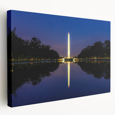 Washington DC monument depicted in muted gray tones on a large stretched canvas, suitable for kitchen wall art.