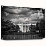 Acrylic print of the Washington DC skyline featuring the White House, rendered in muted colors.