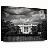 Acrylic print of the White House in Washington DC, featuring a large abstract design with mid-century modernist influences.