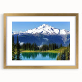 Extra large wall art featuring an abstract print of Mount Rainier in muted earth tones, framed in gold.
