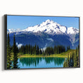 Black and white wall art featuring Mount Rainier landscape on framed canvas, ideal for bedroom decor.