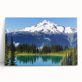 Black and white stretched canvas of Mount Rainier, ideal for kitchen wall art or bedroom decor.