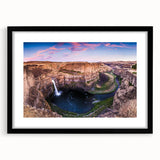 Extra large abstract art print of colorful, textured rolling hills of Palouse on a black framed canvas.