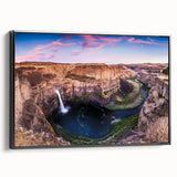 Black and white framed canvas of Palouse landscape, vintage poster style, ideal for bedroom decor.