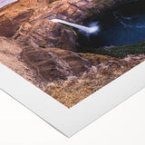 Art deco poster of Palouse, Washington scenery in muted earth tones on rolled canvas, suitable for dining room decor.