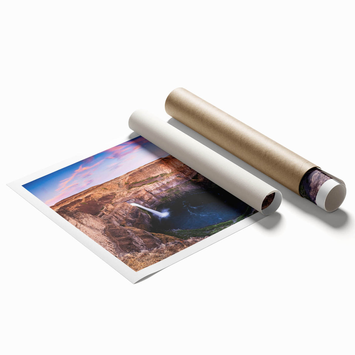 Extra large rolled print of Palouse, Washington scenery in muted green and brown tones.