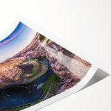 Extra large wall art featuring line art flowers in muted green and brown tones on a rolled print.