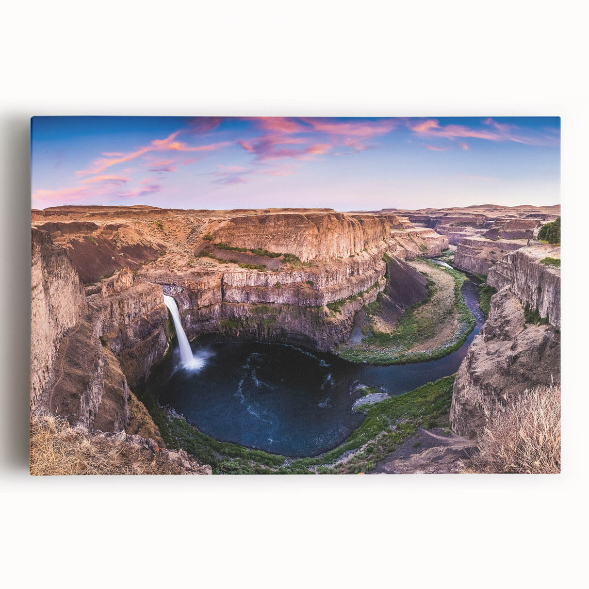 Black and white stretched canvas of the Palouse hills, ideal for kitchen wall art.