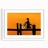 Abstract art print of West Virginia scenery in muted green and blue tones, framed with a white mat.