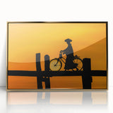 Mid-century modernist style landscape of West Virginia on a framed acrylic print, featuring earthy tones.