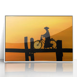 Art deco poster of West Virginia scenery in muted green and blue tones, framed acrylic print.