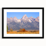 Extra large wall art depicting the Grand Tetons in Wyoming, with textured details on a black framed mat.
