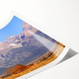 Extra large wall art of Grand Tetons scenery in muted earth tones on a rolled canvas, suitable for large living room decor.