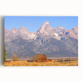 Black and white stretched canvas of the Grand Tetons, ideal for kitchen wall art.