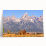 Black and white photograph of the Grand Tetons on stretched canvas, ideal for kitchen wall art or bedroom decor.