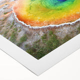 Art deco poster featuring Yellowstone scenery on rolled canvas, suitable as extra large wall art for dining rooms.