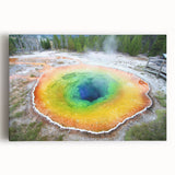 Black and white scenic photograph of Yellowstone on stretched canvas, suitable for kitchen wall art.