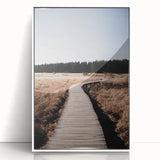 Art deco poster depicting a modern art wall decor scene with autumnal trees in rich orange and brown tones on a white…