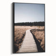 Black and white framed canvas depicting a vintage landscape scene, ideal for bedroom wall art.