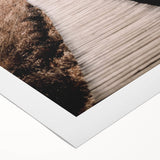 Art deco poster featuring an autumnal scene with warm orange and red tones on a rolled canvas, ideal for dining room decor.