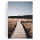 Large black and white abstract depiction of autumn trees on stretched canvas, suitable for kitchen wall art.