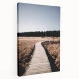 Autumn-themed stretched canvas art depicting a forest in orange and red hues, ideal for kitchen wall art.