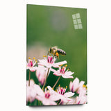 Large abstract wall art depicting spring season in pastel shades on acrylic glass, ideal for bedroom or dining room decor.