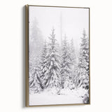 Winter landscape painting on framed canvas with muted gold and black tones, ideal for bedroom wall decor.