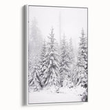 Vintage poster art of a winter scene on framed canvas with muted gray and blue tones, ideal for living room decor.