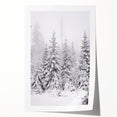 Rolled canvas print of a winter floral scene in muted blue and white tones, suitable for dining room or bathroom decor.