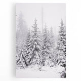 Winter tree landscape in black and white on large stretched canvas, suitable for kitchen wall art.