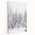Winter-themed landscape on stretched canvas with muted blue and white tones, suitable for kitchen wall art.