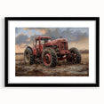 Abstract art print featuring vibrant, textured vehicles in multiple colors on a large canvas, ideal for living room decor.