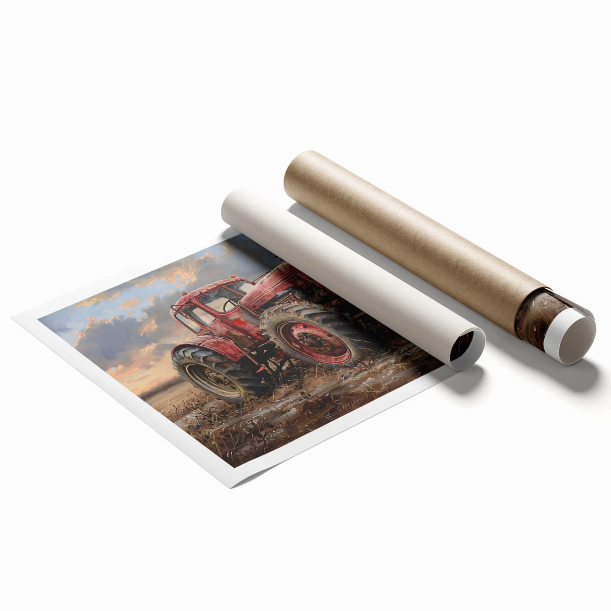 Extra large rolled print featuring floral art in soft pastel shades.