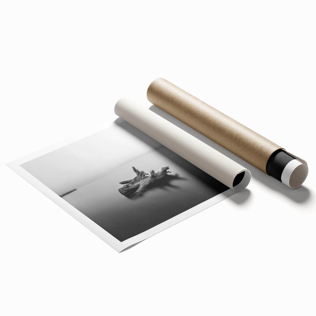 Minimalist Driftwood Motion Photography – Black & White Wall Art