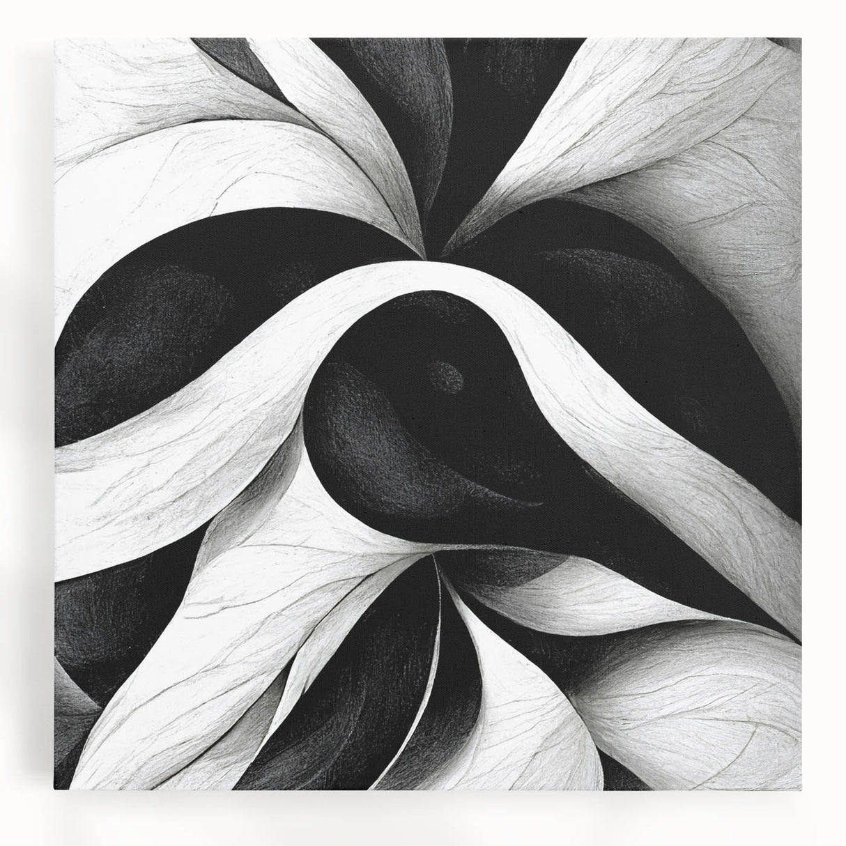 Abstract Black & White Swirl Bedroom Wall Art – Canvas & Prints